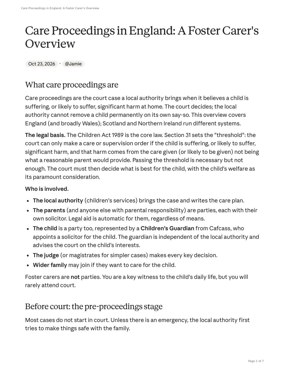 First page of the briefing document